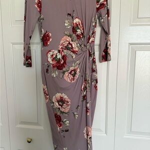 Nine Britton Mauve Floral Long Sleeve Dress